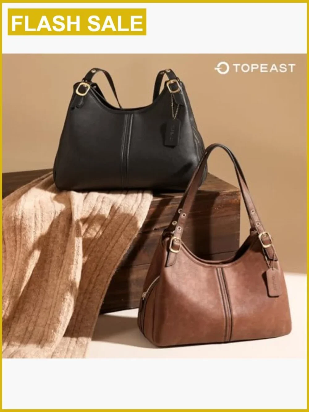 Vintage Hobo Handbag Women Soft Faux Leather Shoulder Bag Slouchy Crescent